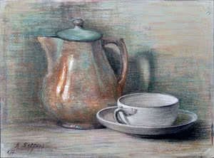 Still-Leben mit Kanne und Teetasse